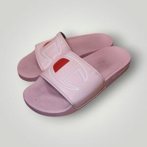 Champion Womens Big Logo Pink Slides Sandals Size 8W USA